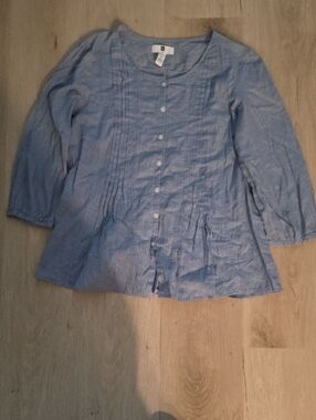 GAP Blue Sheer Striped Button-Down Top
